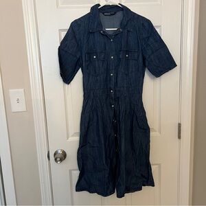 Zara Denim Blue Button-Up Dress